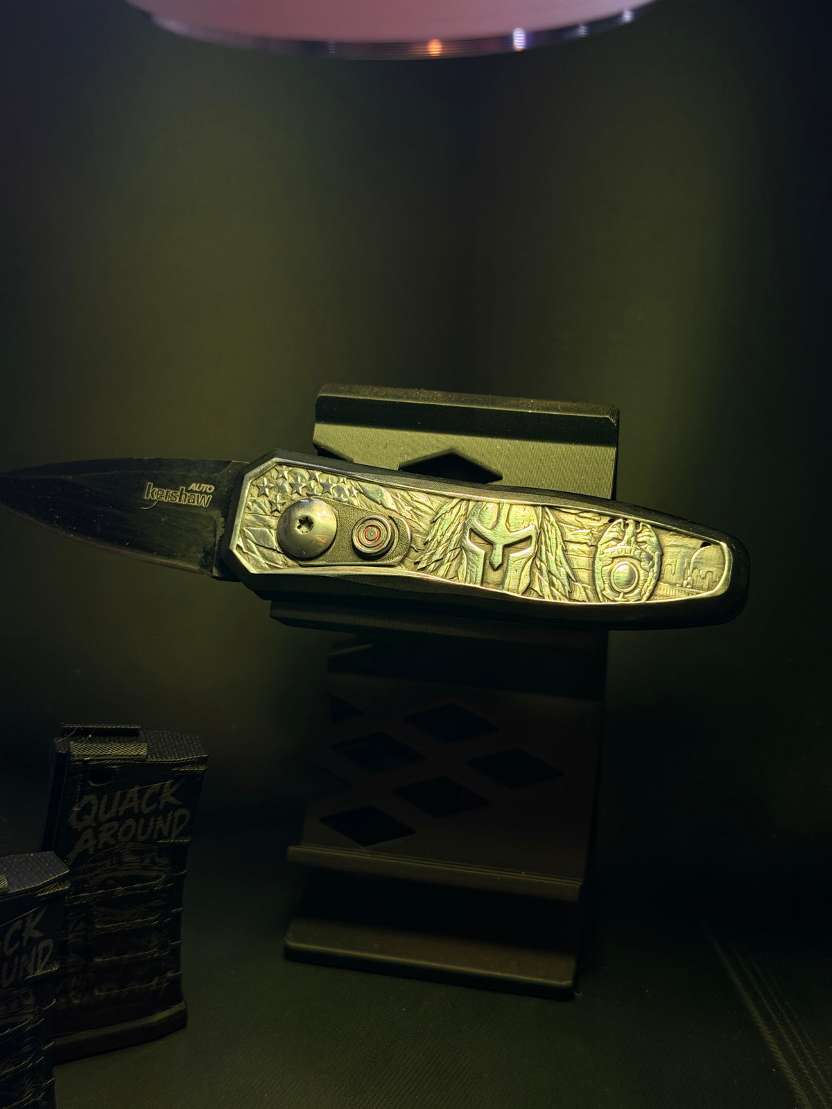 Spartan/ Badge Deep Engraved Knife