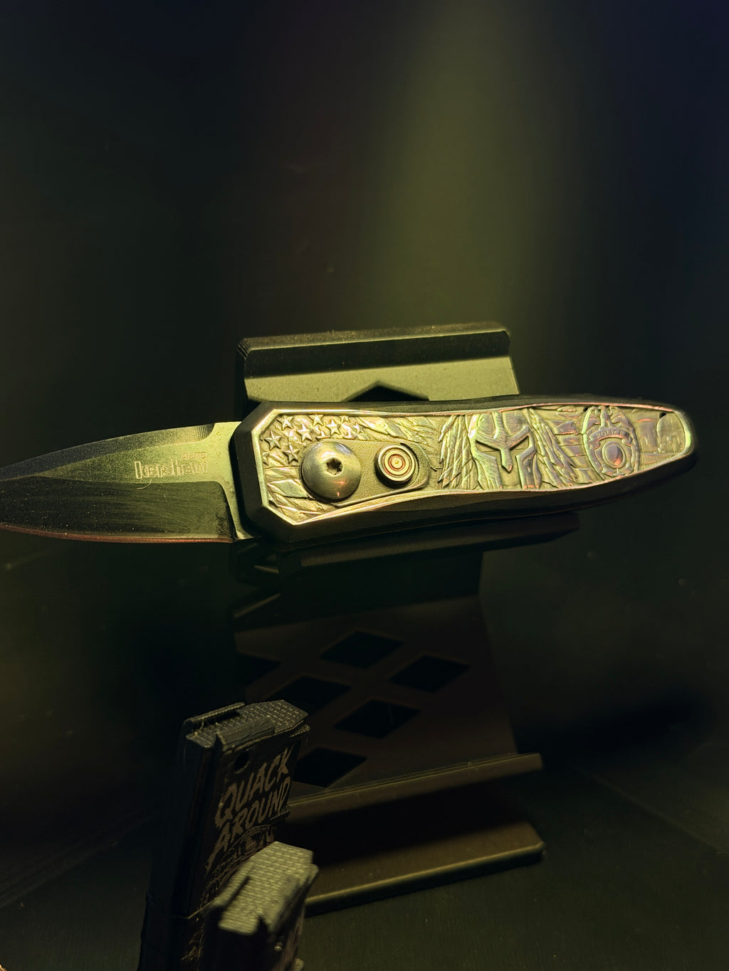 Spartan/ Badge Deep Engraved Knife