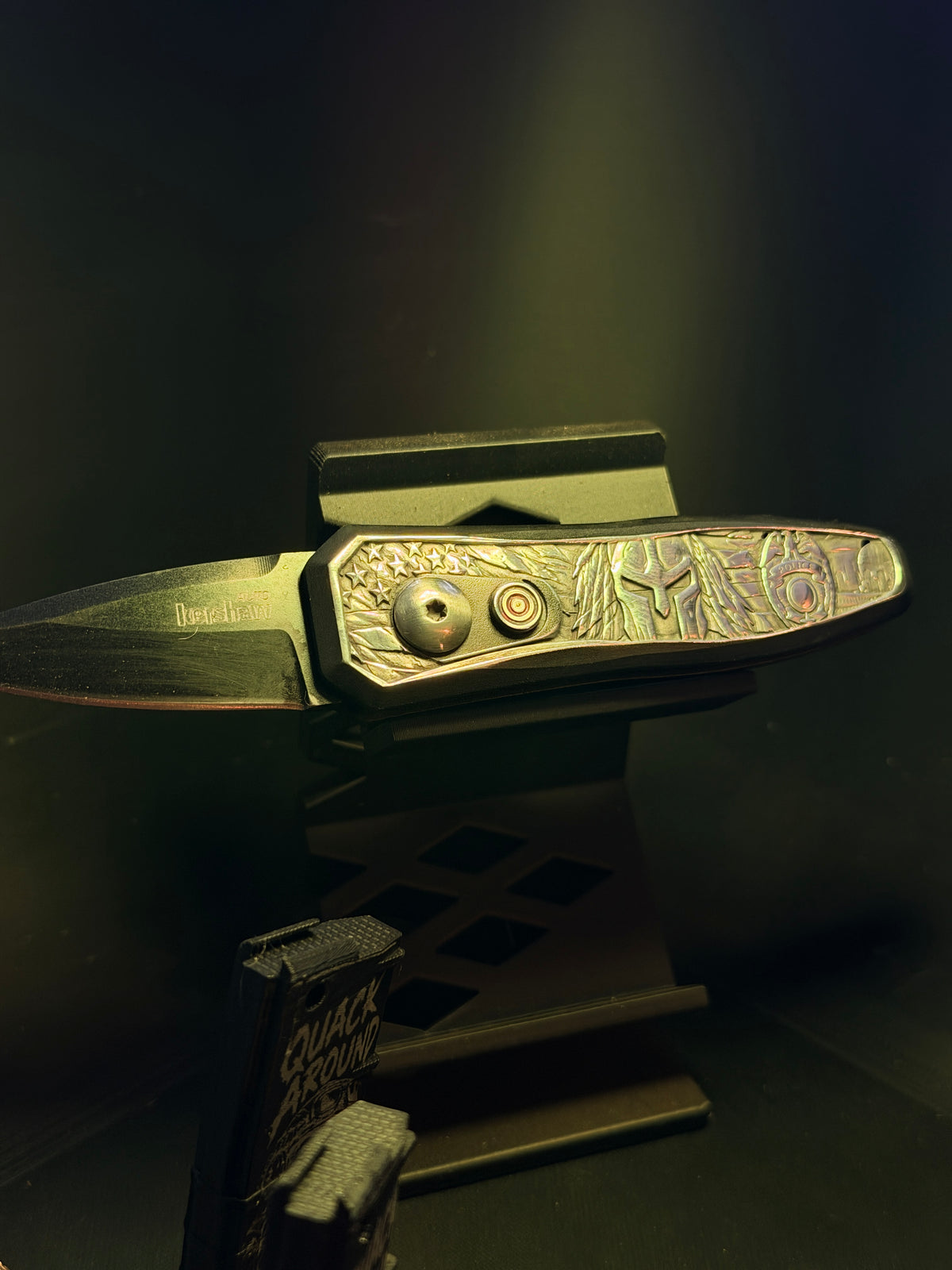 Spartan/ Badge Deep Engraved Knife