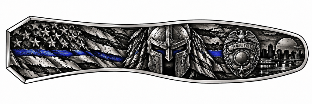 Spartan/ Badge Deep Engraved Knife